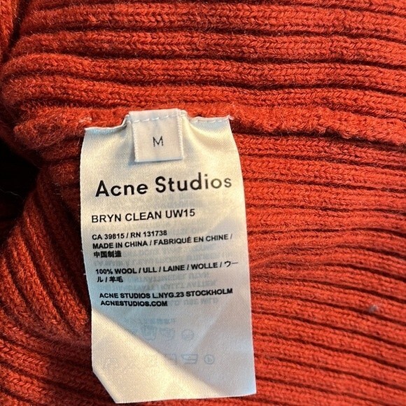 Acne studios Wool Red and cream long sleeve turtleneck sweater size M - Picture 5 of 6